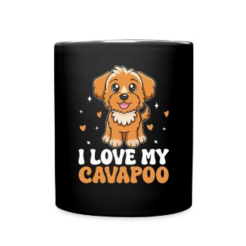 J’adore mon cavapoo cavadoodle drôle de troupeau d’animaux de compagnie - Mug uni - noir - Devant