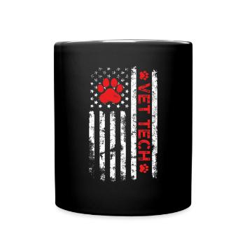 Vet Tech USA Drapeau Drôle Médecine Vétérinaire - Mug uni - noir - Devant