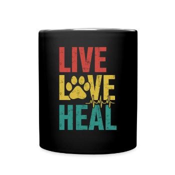 Vivre l’amour guérir drôle médecine vétérinaire rétro - Mug uni - noir - Devant