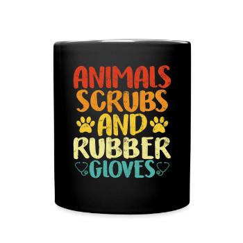 Tiere Scrubs und Gummihandschuhe Retro Lustig - Tasse einfarbig - Schwarz - Vorne