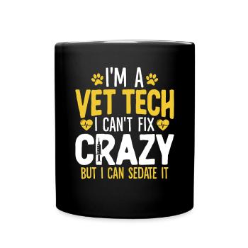 Ich kann den verrückten Tierarzt nicht reparieren Lustiger Tierarzt - Tasse einfarbig - Schwarz - Vorne