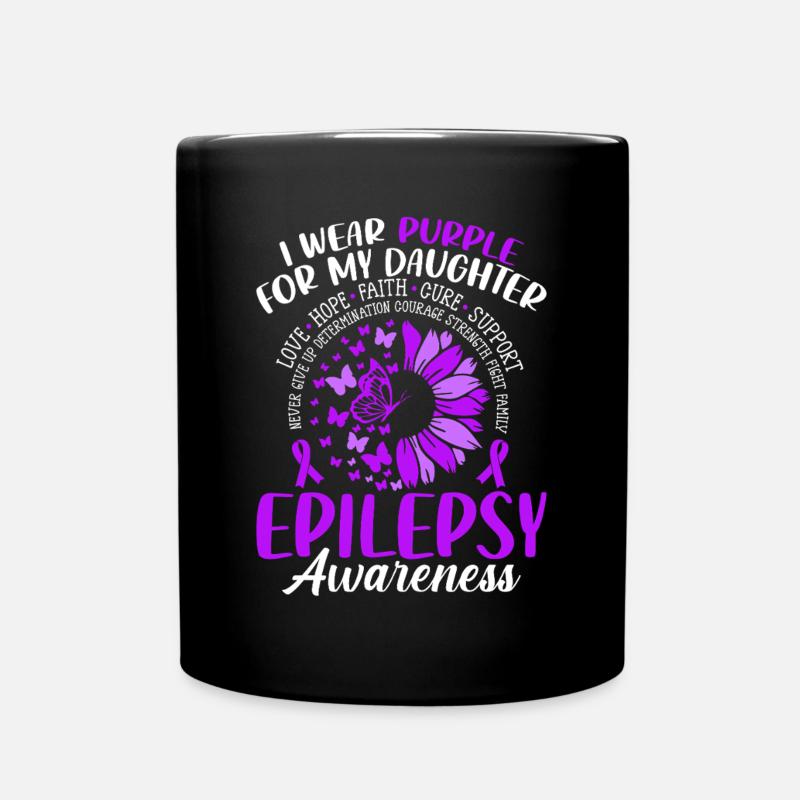 Je porte du violet pour ma fille Ruban violet - Mug uni - noir