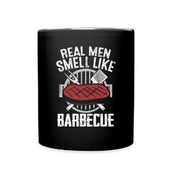 Real Men Smell Like BBQ Funny Meat Smoking - Full Colour Mug - black - Front