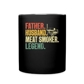 Father Husband Meat Smoker Retro Grilling - Full Colour Mug - black - Front