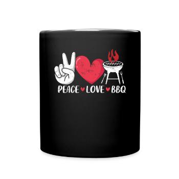 Peace Love BBQ Pitmaster Smoker Lustiges BBQ - Tasse einfarbig - Schwarz - Vorne