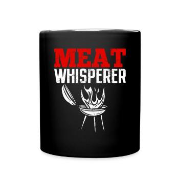 Meat Whisperer Funny Barbecue Pitmaster Smoker - Full Colour Mug - black - Front