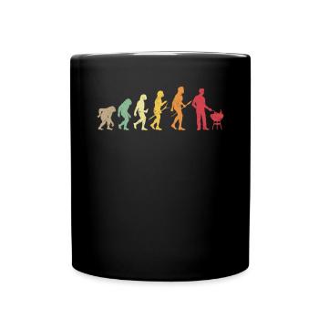 Evolution des BBQ-Grillens Retro-Fleischräucherns - Tasse einfarbig - Schwarz - Vorne
