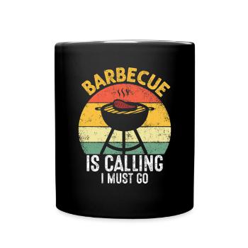 Funny BBQ Pitmaster Smoking Retro Grilling - Full Colour Mug - black - Front