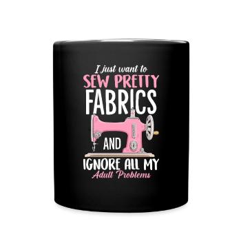 Funny Sewing Needle Crochet Hobbyist Yarn - Full Colour Mug - black - Front