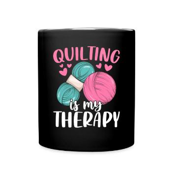 Quilten ist meine Therapie Handstick-Hobbyist - Tasse einfarbig - Schwarz - Vorne