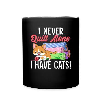 Je ne quilte jamais seul J’ai des chats Quilting drôle - Mug uni - noir - Devant