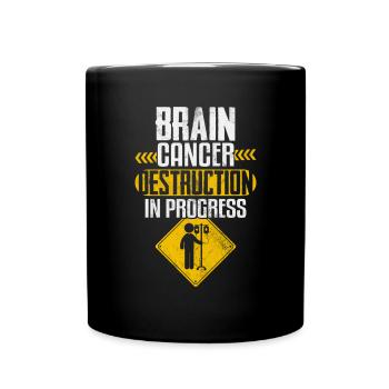 Brain Cancer Destruction Gray Ribbon Glioblastoma - Full Colour Mug - black - Front
