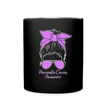 Sensibilisation au cancer du pancréas Chignon désordonné Exocrine - Mug uni - noir - Devant