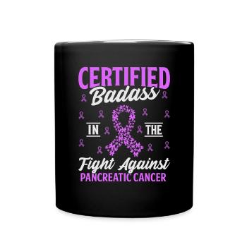 Certifié Badass Purple Ribbon Cancer du pancréas - Mug uni - noir - Devant