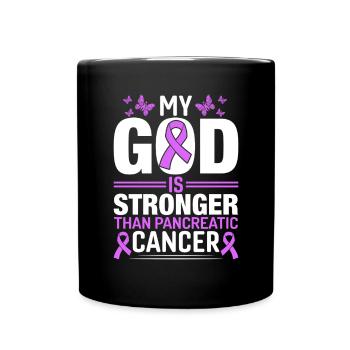 Mein Gott ist stärker als Bauchspeicheldrüsenkrebs Lila - Tasse einfarbig - Schwarz - Vorne