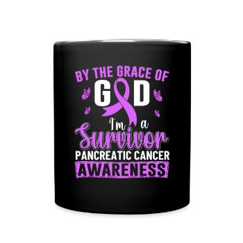 Durch die Gnade Gottes bin ich ein Überlebender Lila - Tasse einfarbig - Schwarz - Vorne