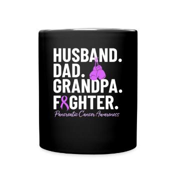 Husband Dad Grandpa Fighter Purple Ribbon - Full Colour Mug - black - Front