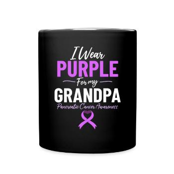 I Wear Purple for My Grandpa Chemotherapy - Full Colour Mug - black - Front