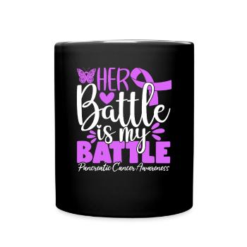Son combat est mon combat Ruban violet pancréatique - Mug uni - noir - Devant