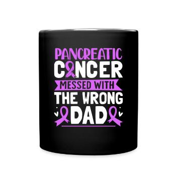 Bauchspeicheldrüsenkrebs Papa Lustiges Lila Band - Tasse einfarbig - Schwarz - Vorne