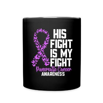 Son combat est mon combat Cancer du pancréas violet - Mug uni - noir - Devant