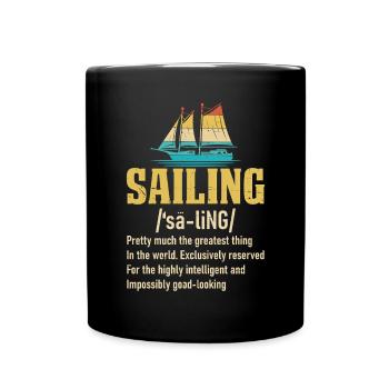 Funny Sailing Sea Captain Retro Sailboat Cruising - Full Colour Mug - black - Front