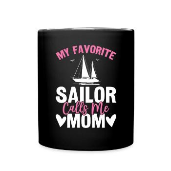 Mon marin préféré m’appelle maman Funny Sailing - Mug uni - noir - Devant