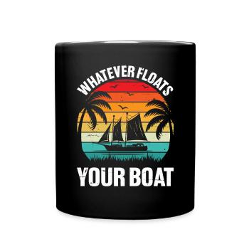 Was auch immer schwimmt Ihr Boot Ponton Retro Lustig - Tasse einfarbig - Schwarz - Vorne