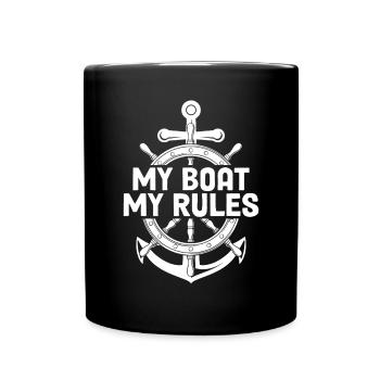 My Boat My Rules Sailor Sea Captain Funny Sailing - Full Colour Mug - black - Front