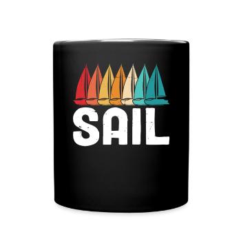 Voile dériveur voilier capitaine de mer Rétro drôle - Mug uni - noir - Devant