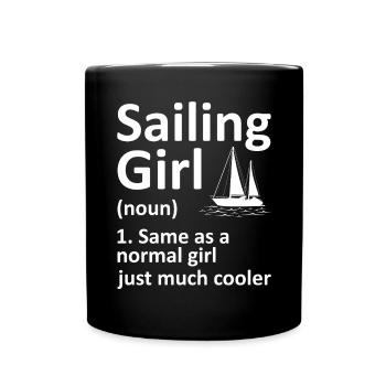 Segelmädchen Lustige Definition Segelboot Jolle - Tasse einfarbig - Schwarz - Vorne