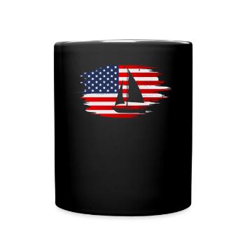 Funny Sailing USA Flag Cruiser Sailor Funny - Full Colour Mug - black - Front
