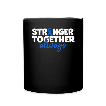 Stronger Together Blue Ribbon Colorectal Colon - Full Colour Mug - black - Front
