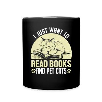 Ich möchte einfach nur Bücher lesen und Katzen retten - Tasse einfarbig - Schwarz - Vorne