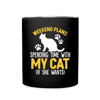 Spending Time With My Cat Rescue Foster Animal - Full Colour Mug - black - Front