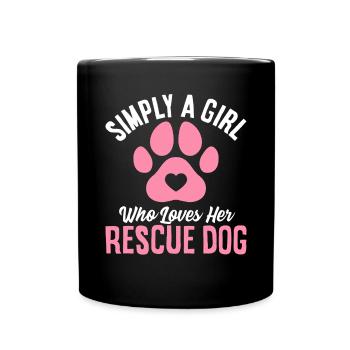 Fille qui aime son refuge pour chiens Foster - Mug uni - noir - Devant