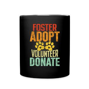 Foster Adopter Bénévole Faire un don Abri rétro - Mug uni - noir - Devant