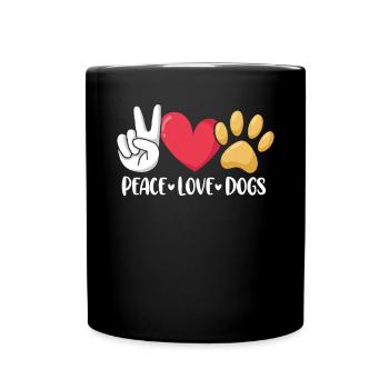 Peace Love Dogs Pflegeheim Welpenrettung - Tasse einfarbig - Schwarz - Vorne