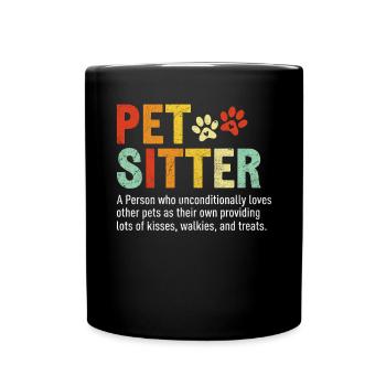 Pet Sitter Funny Definition Retro Puppy Care Pet - Full Colour Mug - black - Front