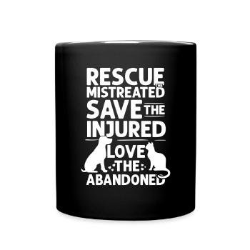 Rette die Misshandelten Rette das verlassene Haustier - Tasse einfarbig - Schwarz - Vorne