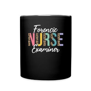 Forensic Nurse Examiner Half Leopard Funny RN - Full Colour Mug - black - Front