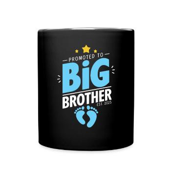 Promoted to Big Brother Est 2025 Funny Sibling - Full Colour Mug - black - Front