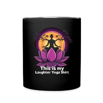 Meditation Lustiges Lachen Yoga - Tasse einfarbig - Schwarz - Vorne