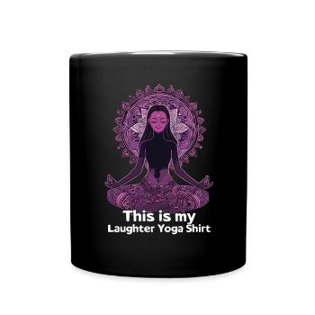 Meditation Lustiges Lachen Yoga - Tasse einfarbig - Schwarz - Vorne