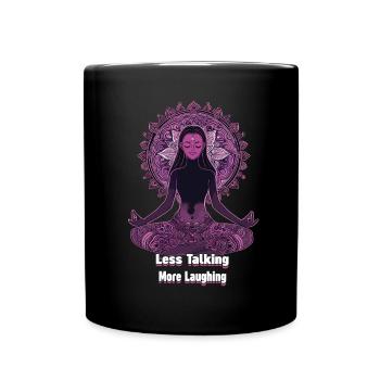 Meditation Lustiges Lachen Yoga - Tasse einfarbig - Schwarz - Vorne