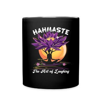 Meditation Lustiges Lachen Yoga - Tasse einfarbig - Schwarz - Vorne