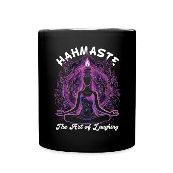 Meditation Lustiges Lachen Yoga - Tasse einfarbig - Schwarz - Vorne