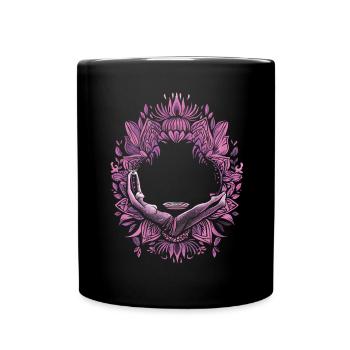 Meditation Lustiges Lachen Yoga - Tasse einfarbig - Schwarz - Vorne