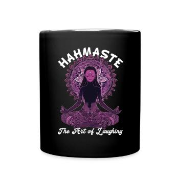 Meditation Lustiges Lachen Yoga - Tasse einfarbig - Schwarz - Vorne