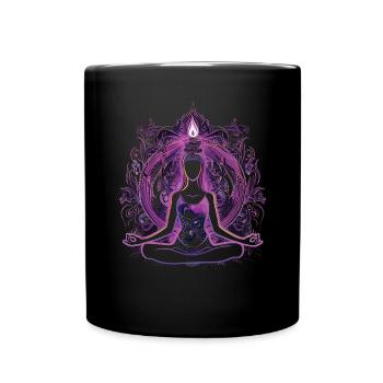 Meditation Lustiges Lachen Yoga - Tasse einfarbig - Schwarz - Vorne